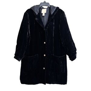 Vintage J.Jill Silk Velour Hooded Puff Coat